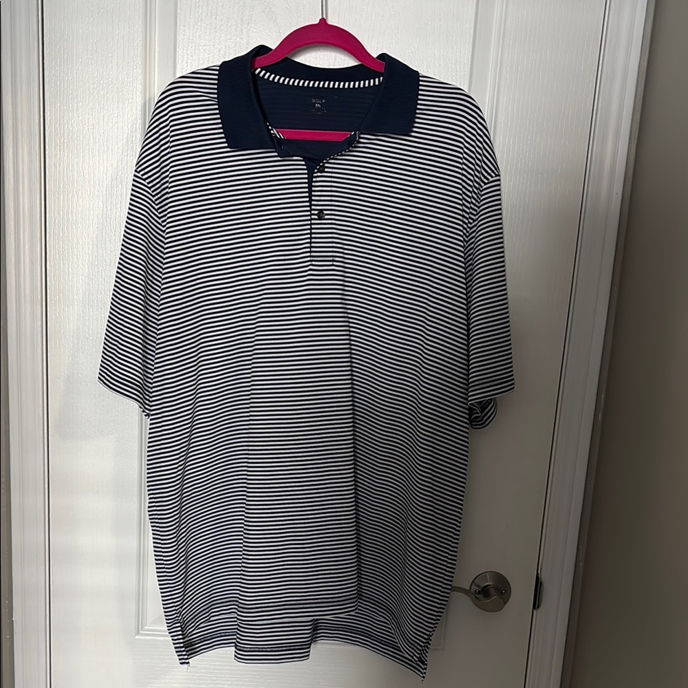 Nicklaus Dri-Fit Blue and White Polo Shirt with Stripes